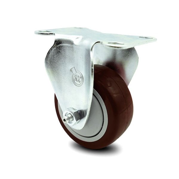 3.5 Inch Maroon Polyurethane Wheel Rigid Top Plate Caster